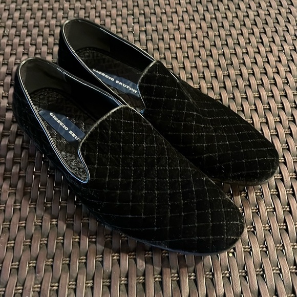 Giorgio Brutini Chatwal Black Velvet Quilted Tuxedo Loafers Size 8.5 US Men - Picture 1 of 9